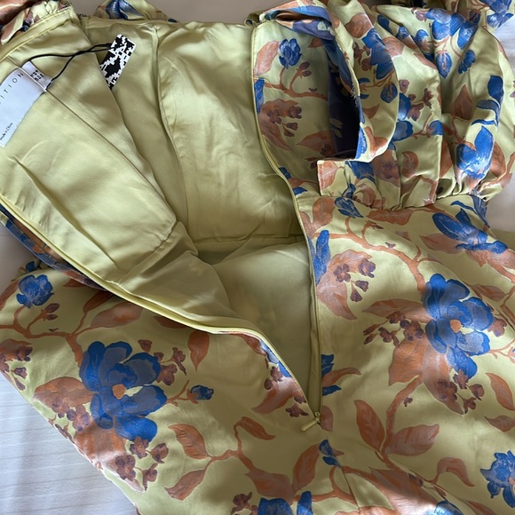 ASOS EDITION blouson off shoulder midi dress in floral jacquard Midi 8 NWT - Picture 10 of 14